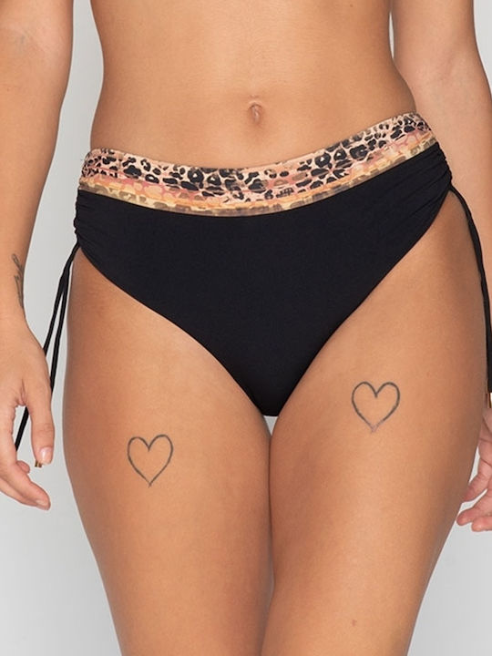 Luna Bikini Alunecare Talie înaltă Negru