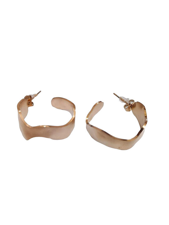 Γυναικεία σκουλαρίκια ONE ατσάλι καρφωτό σε χρώμα ροζ gold κρίκος 2,5χ3cm HEA-4056