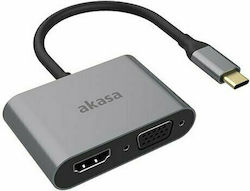 Akasa AK-CBCA23-18BK USB-C Мъжки към HDMI / VGA Женски