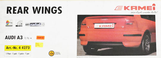 Kamei Spoiler Αυτοκινήτου Πίσω Συμβατό με Audi A3 2Τ