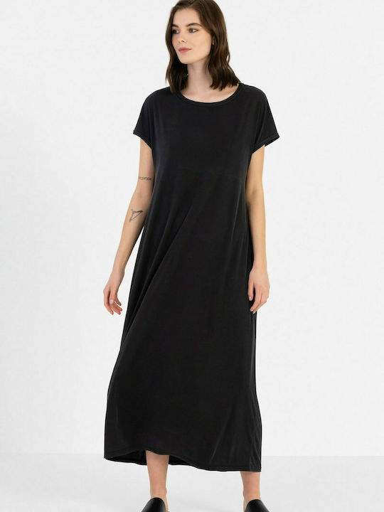 Philosophy Wear Maxi All Day Φόρεμα Αμάνικο Off Black