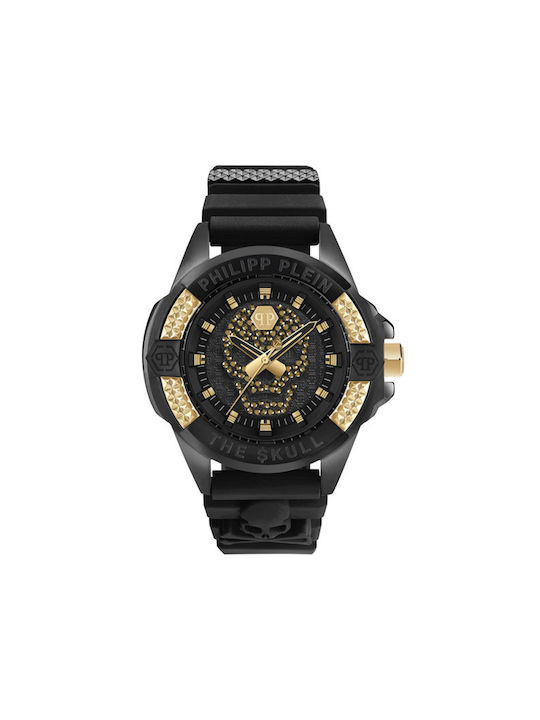 Philipp Plein Watch Battery with Black Rubber Strap