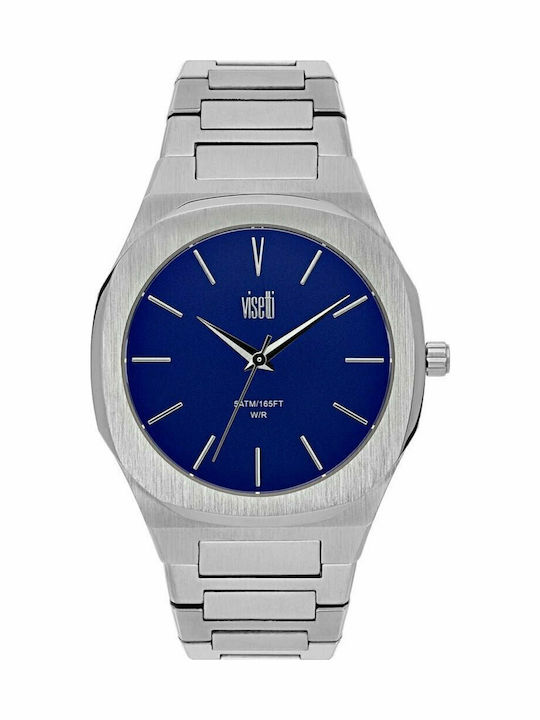 Visetti Ανδρικό Ρολόι 44mm Μπαταρίας με Ασημί Μ...