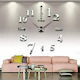 3D Wall Clock Sticker Plastic Silver Ø80cm