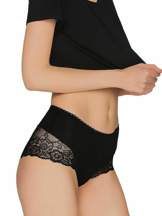 Babell Cotton Women's Slip with Lace Black