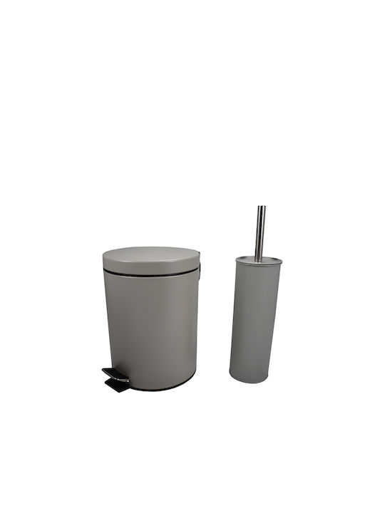 Chios Hellas 31860+ 31861 Metallisch Set aus Toilettenbürste und Mülleimer für das Badezimmer 5Es Beige