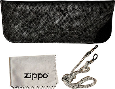 Zippo Etui, Reinigungstuch & Brillenband in Schwarz Farbe 3Stück