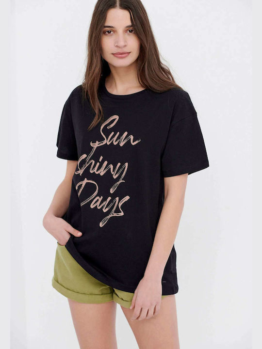 Funky Buddha Feminin Tricou Negru