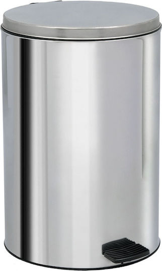Silver Cookware Κάδος Απορριμμάτων από Ανοξείδωτο Ατσάλι με Πεντάλ Ασημί 30x30cm
