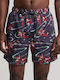 Ovin Vintage Hawaiian Men's Swimwear Shorts Navy Blue Floral