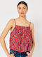 Superdry Vintage Embellished Bluza de Damă de Vară cu Bretele Roșie