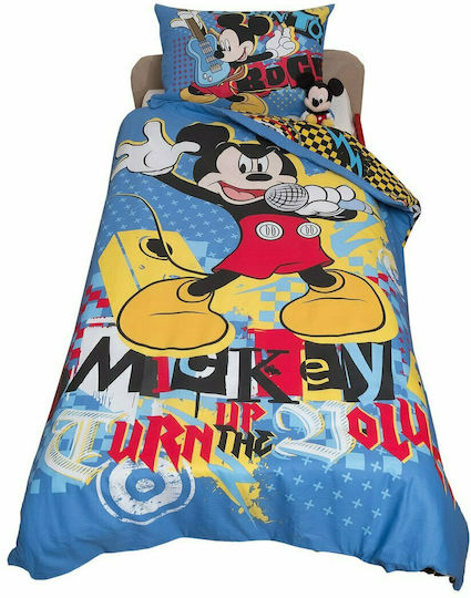 Viopros Mickey 50 Set Kids Duvet Cover Single with Pillowcase Cotton Multicolour 160x200cm
