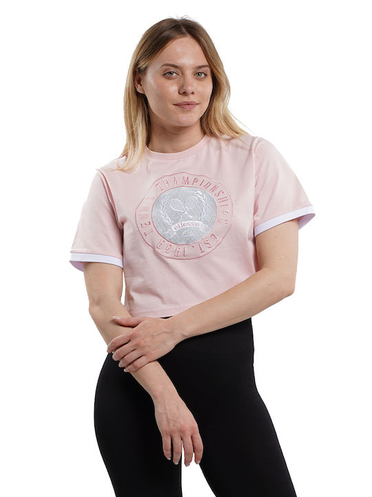 Ellesse Classico Women's Athletic Crop Top Short Sleeve Pink