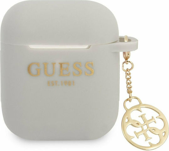 Guess Charm Hülle Silikon in Gray Farbe für Apple AirPods 1 / AirPods 2