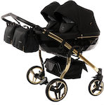 Junama Diamond S Line Duo 3 in 1 Verstellbar Doppelter Kinderwagen Geeignet für Neugeborene Schwarz