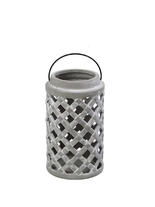 Espiel Lantern Ceramic Tabletop Gray 15x15x25εκ. 1pcs