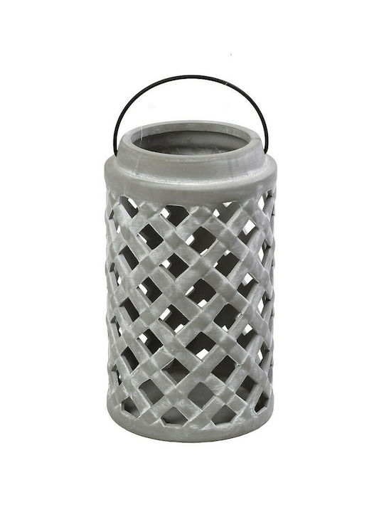 Espiel Lantern Ceramic Tabletop Gray 17.5x17.5x30.5εκ. 1pcs