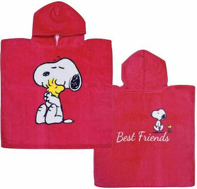 Stamion Snoopy Best Friend Παιδικό Πόντσο Θαλάσσης Κόκκινο 100 x 50εκ.