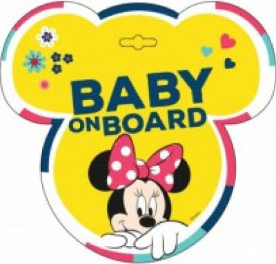 AMiO Σήμα Baby on Board με Βεντούζα Minnie Κίτρινο EPBB04