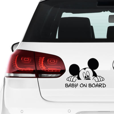 Σήμα Baby on Board με Αυτοκόλλητο Mickey Μαύρο