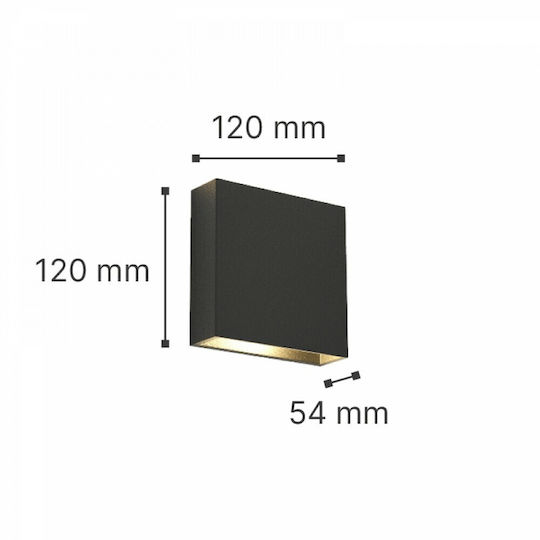 Inlight Yellowstone Επιτοίχια Εξωτερική Πλαφονιέρα LED 4W με Θερμό Λευκό Φως Διπλής Δέσμης 12x12εκ.