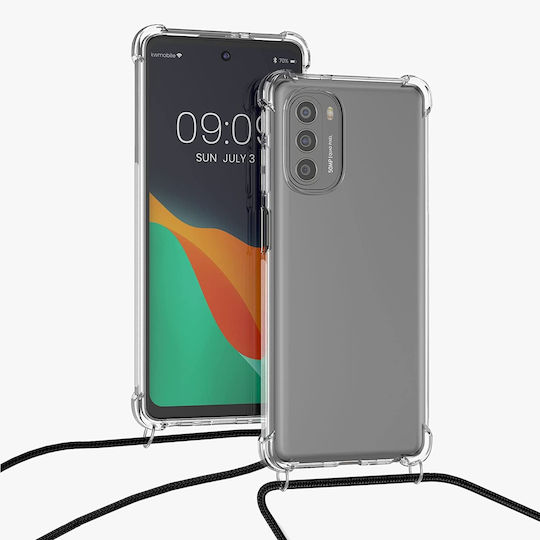KWmobile Crossbody Back Cover Silicone with Strap Transparent / Black (Motorola Moto G51 5G)