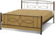 Serifos Pat Queen Metalic Halicomavro cu Lamele & Saltea 160x200cm
