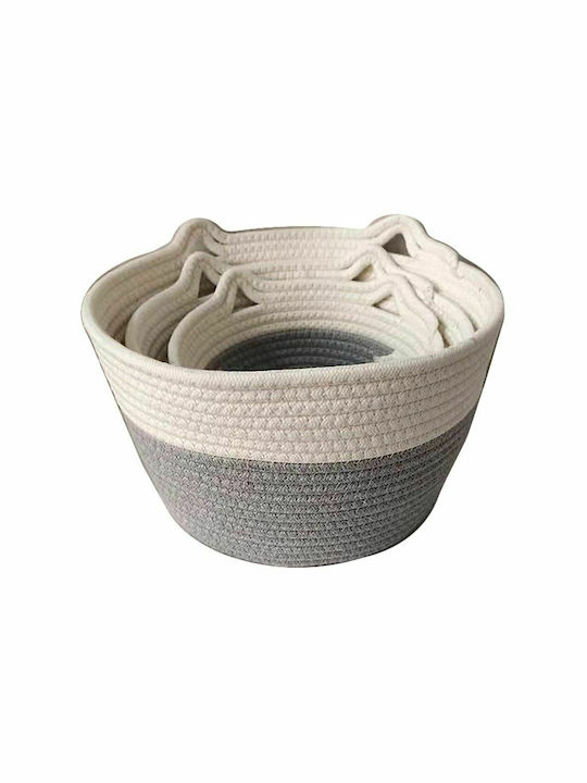 JK Home Decoration Set of Decorative Baskets Straw Gray 3pcs