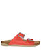 Inblu Leather Women's Flat Sandals Anatomic In Red Colour