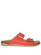 Inblu Leather Women's Flat Sandals Anatomic in Red Color