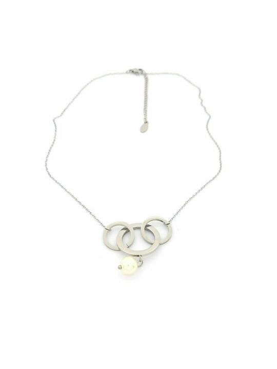 Puppis Necklace from Steel with Pearls