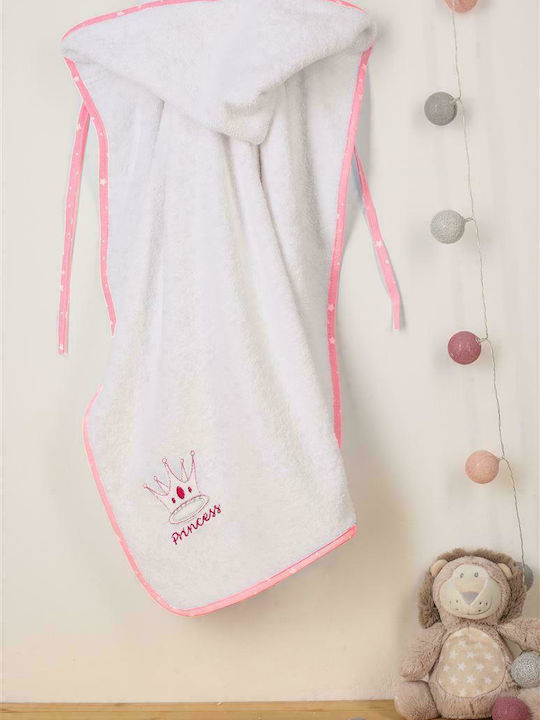 Dimcol Baby Bath Towel Hooded Princess White 36 Width 75x85cm