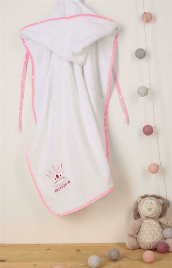 Dimcol Baby-Badetuch mit Kapuzen Princess 36 Weißes 75x85cm