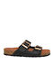 Υ5 Leather Women's Flat Sandals Anatomic in Black Color