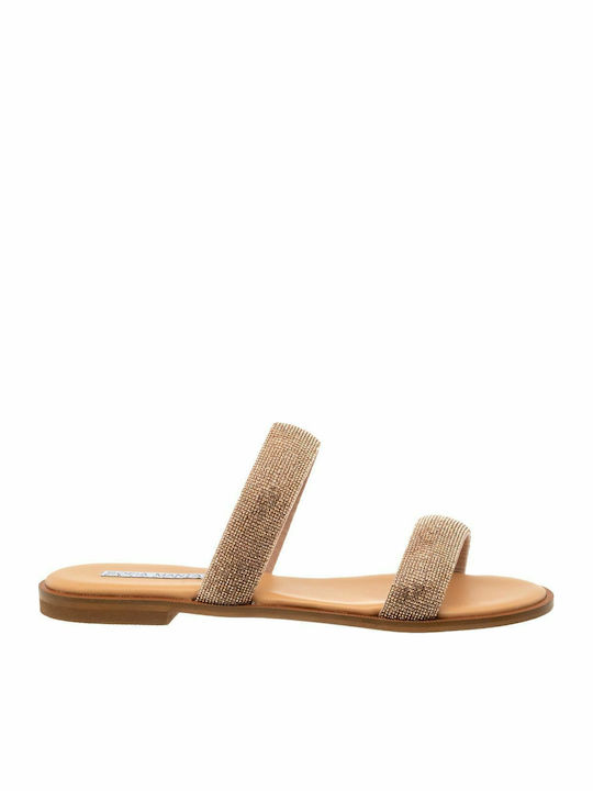 -K22 Leder Flache Sandalen für Damen Peach