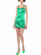 Summer Mini Evening Satin Green Dress