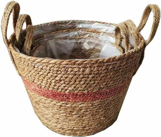 JK Home Decoration Κασπώ Ψάθινο Μπεζ 35x35x25εκ. 3τμχ
