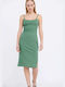 Funky Buddha Sommer Midi Kleid mit Schlitz Smoke Green