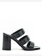 Sante Patent Leather Women's Sandals Black with Chunky High Heel