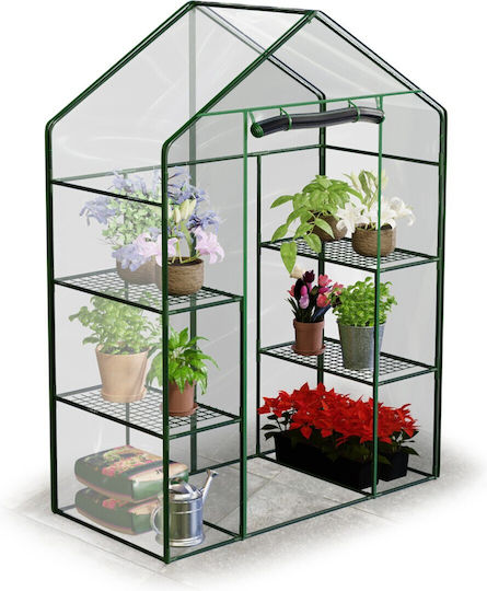 Plonos GC4922 Greenhouse House Type with Metal Frame and Shelves 1.4x0.7x1.95m