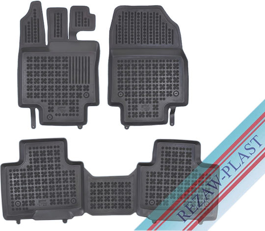 Rezaw Plast Set of Front and Rear Mats 3pcs Tray Type for Toyota Highlander 2019+ Black