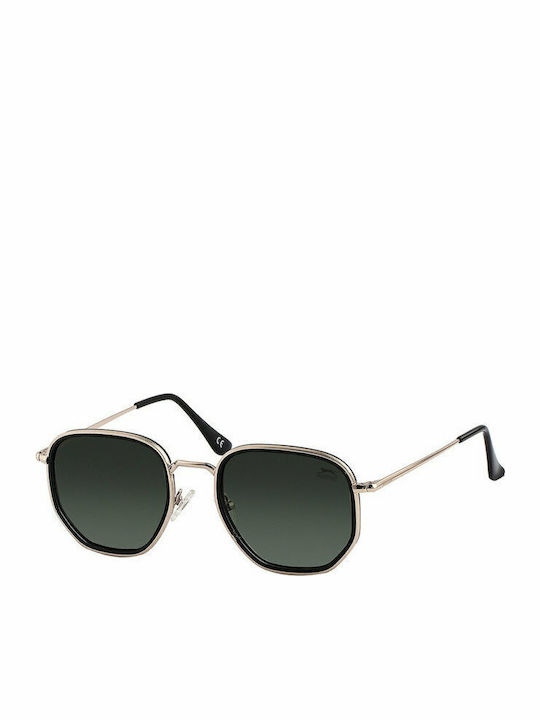 Slazenger Herren Sonnenbrille mit Silber Metall Gestell und Grün Linse