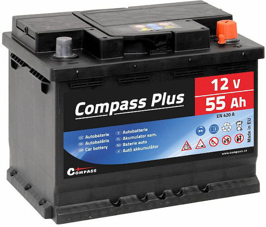 Compass Baterie Mașină Plus 12V cu Capacitate 55Ah