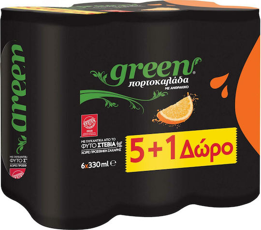 Green Cola Stevia Orangensaft Soda mit Kohlensäure, Zuckerfrei in Kiste 6x330ml