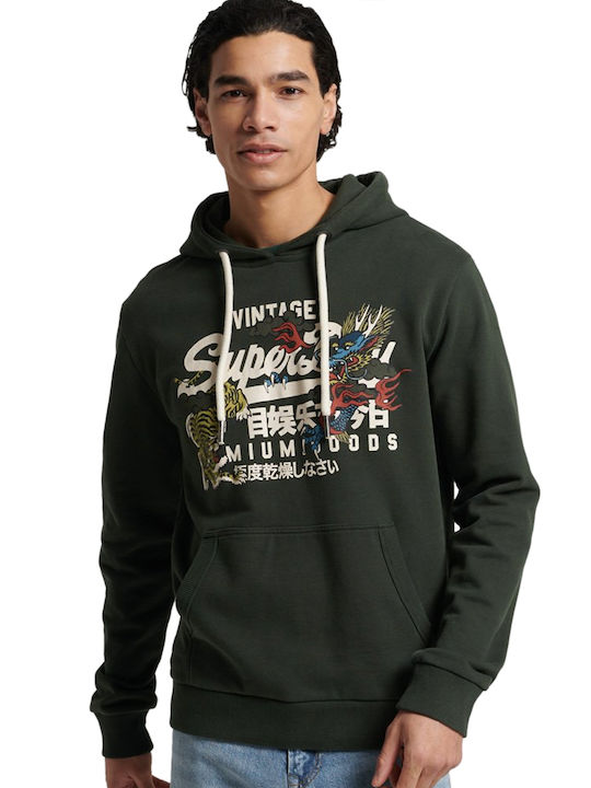 Superdry Narrative Men's Sweatshirt with Hood and Pockets Surplus Goods Olive