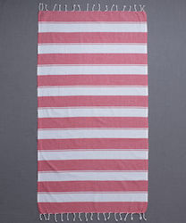 Silk Fashion Pestemal SF1752 Beach Towel Cotton Red with Fringes 180x90cm.