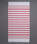 Silk Fashion Pestemal SF1753 Beach Towel Cotton Red with Fringes 180x90cm.