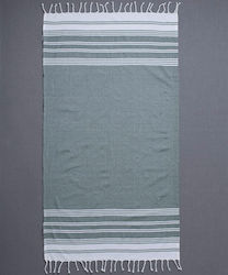 Silk Fashion Pestemal SF1754 Beach Towel Cotton Green with Fringes 180x90cm.