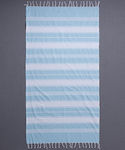 Silk Fashion Pestemal SF1751 Πετσέτα Θαλάσσης με Κρόσσια Γαλάζια 180x90εκ.