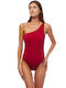 Minerva One-Piece Swimsuit with One Shoulder Burgundy